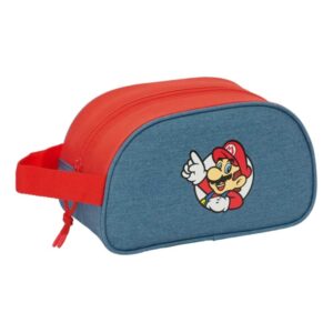 safta super mario neceser adaptable a carro asa de mano lateral 26x15x12cm color rojo y azul