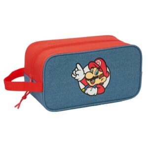 safta super mario zapatillero mediano capacidad 6l asa de mano lateral 29x15x14cm color rojo y azul