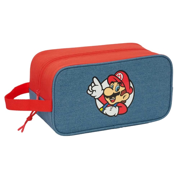 safta super mario zapatillero mediano capacidad 6l asa de mano lateral 29x15x14cm color rojo y azul