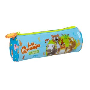 safta la granja de zenon portatodo redondo cremallera con tirador 20x7x7cm color azul y amarillo