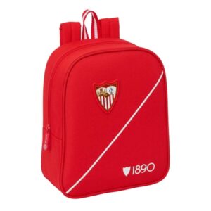safta sevilla fc mochila guarderia 6l cremallera asa de mano tarjeta de identificacion personal adaptable a carrito 22x27x10cm color rojo