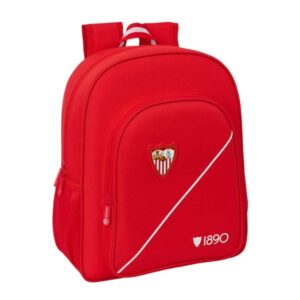 safta sevilla fc mochila 15l adaptable a carro bolsillo frontal portabotellas cremallera con doble tirador asa de mano hombreras y espalda acolchada 32x38x12cm color rojo