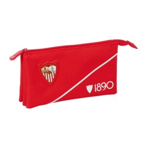 safta sevilla fc portatodo 3 compartimentos con cremallera bolsillo interior central 22x12x3cm color rojo