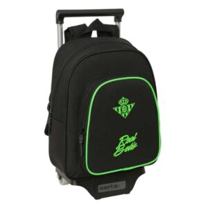 safta real betis balompie mochila con carro extraible portabotellas bolsillo frontal asa de mano 28x34x10cm color negro y verde