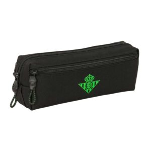 safta real betis balompie portatodo 3 compartimentos con cremallera goma elastica compacto 22x8.5x6cm color negro y verde