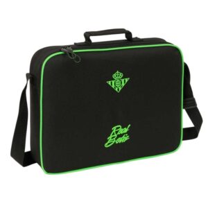 safta real betis balompie maletin con cremallera bandolera ajustable asa forrada doble tirador fondo semirigido 38x28x6cm color negro y verde