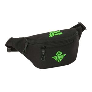 safta real betis balompie bolsa de cintura cremallera cintas ajustables cierre de pvc bolsillo frontal 23x12x9cm color negro y verde