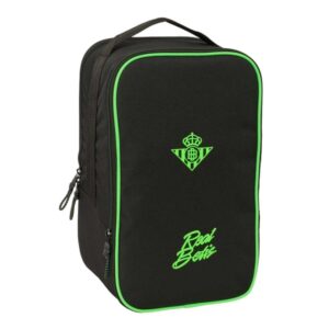 safta real betis balompie zapatillero doble bolsillo interior de velcro compartimento trasero con cremallera asa de mano 21x36x16cm color negro y verde