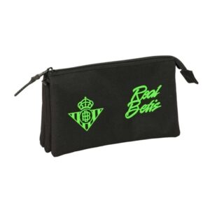 safta real betis balompie portatodo 3 compartimentos con cremallera bolsillo interior central 22x12x3cm color negro y verde