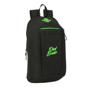safta real betis balompie mini mochila 8.5l hombreras acolchadas cremallera vertical asa superior bolsillo frontal ajustables y confortables 22x39x10cm color negro y verde