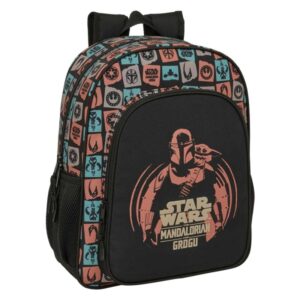safta mandalorian and grogu mochila 15l adaptable a carro bolsillo frontal portabotellas cremallera con doble tirador asa de mano hombreras y espalda acolchada 32x38x12cm color negro