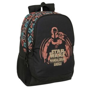 safta mandalorian and grogu mochila 23l adaptable a carro espalda acolchada portabotellas cremallera con doble tirador asa de mano hombreras ergonomicas 32x44x16cm color negro