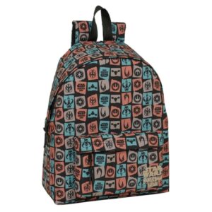safta mandalorian and grogu mochila bolsillo frontal espalda acolchada hombreras ergonomicas cremallera con doble tirador asa de mano 33x42x15cm color negro