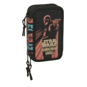 safta mandalorian and grogu plumier de 3 pisos 37 piezas goma lapiz 2 boligrafos sacapuntas 2 reglas 16 colores 14 rotuladores 12.5x19.5x5.5cm color negro