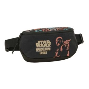 safta mandalorian and grogu bolsa de cintura cremallera cintas ajustables cierre de pvc 23x14x9cm color negro
