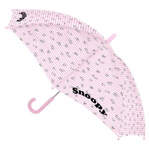 safta snoopy paraguas manual diametro de 70cm cupula con 8 paneles asa y punta de pvc poliester poe transparente color rosa