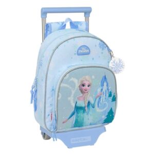 safta frozen mochila con carro extraible portabotellas bolsillo frontal asa de mano 28x34x10cm color azul pastel