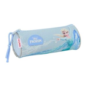 safta frozen portatodo redondo cremallera con tirador 20x7x7cm color azul pastel
