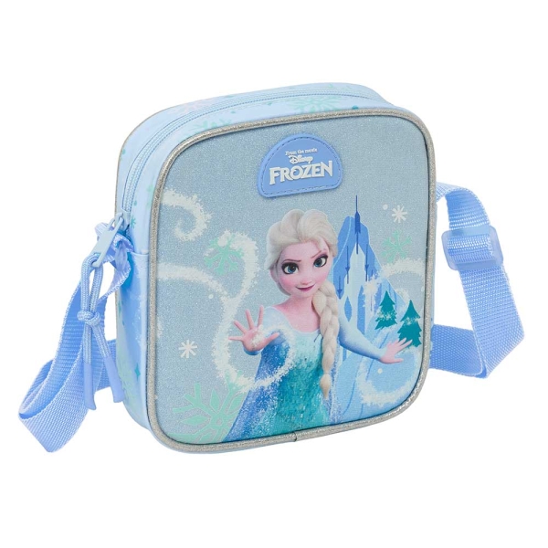 safta frozen bolsito con bandolera ajustable compacto cierre con cremallera 16x18x4cm color azul pastel
