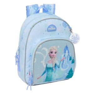 safta frozen mochila infantil portabotellas bolsillo frontal asa de mano adaptable a carro hombreras acolchadas 28x34x10cm color azul pastel