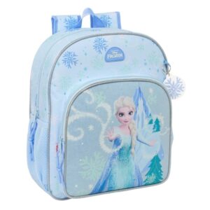 safta frozen mochila 15l adaptable a carro bolsillo frontal portabotellas cremallera con doble tirador asa de mano hombreras y espalda acolchada 32x38x12cm color azul pastel