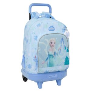 safta frozen mochila con carro extraible 33l portabotellas tarjeta de identificacion personal cremallera con doble tirador asa de mano bolsillo frontal 33x45x22cm color azul pastel