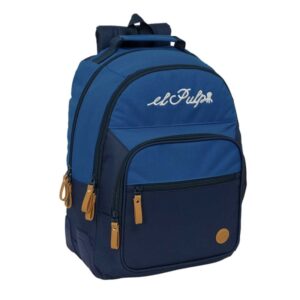 safta el pulpo mochila adaptable a carro bolsillo frontal portabotellas cremallera con doble tirador asa de mano hombreras y espalda acolchada 32x42x15cm color azul marino