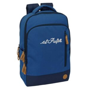 safta el pulpo mochila para portatiles hasta 15.6" portabotellas cremallera con doble tirador bolsillo para tablet hasta 10.6" conector usb acolchada 29x44x15cm color azul marino