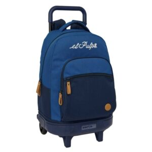safta el pulpo mochila con carro extraible 33l portabotellas tarjeta de identificacion personal cremallera con doble tirador asa de mano bolsillo frontal 33x45x22cm color azul marino