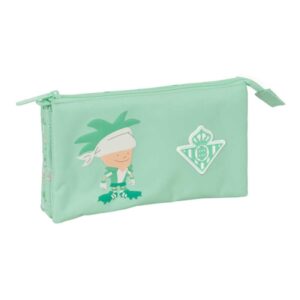 safta real betis balompie preescolar portatodo 3 compartimentos con cremallera bolsillo interior central 22x12x3cm color verde