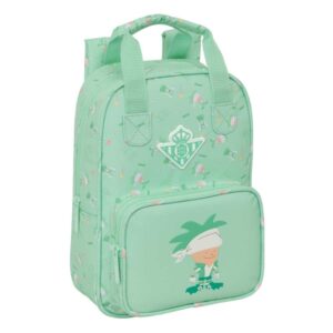 safta real betis balompie preescolar mochila infantil tarjeta de identificacion personal bolsillo frontal hombreras acolchadas 20x28x8cm color verde