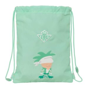 safta real betis balompie preescolar saco plano cierre con cordones bolsillo interior con cremallera 26x34x1cm color verde