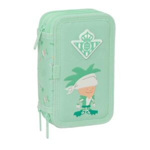 safta real betis balompie preescolar plumier de 3 pisos 37 piezas goma lapiz 2 boligrafos sacapuntas 2 reglas 16 colores 14 rotuladores 12.5x19.5x5.5cm color verde