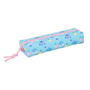 safta stitch waves portatodo rectangular goma elastica trasera cremallera 22x4x7cm color azul claro
