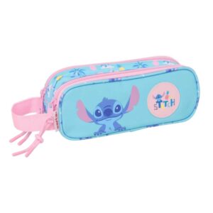 safta stitch waves portatodo 2 compartimentos con cremallera asa lateral capacidad 1l 21x8x6cm color azul claro