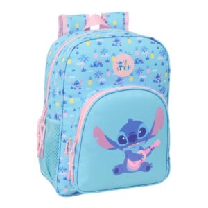 safta stitch waves mochila 15l adaptable a carro bolsillo frontal portabotellas cremallera con doble tirador asa de mano hombreras y espalda acolchada 32x38x12cm color azul claro