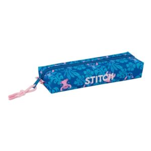 safta stitch lio portatodo rectangular goma elastica trasera cremallera 22x4x7cm color azul oscuro