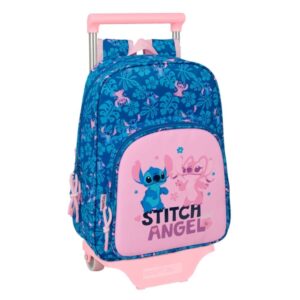safta stitch lio mochila con carro extraible portabotellas bolsillo frontal asa de mano 26x34x11cm color azul oscuro
