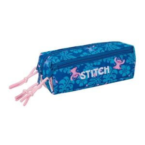 safta stitch lio portatodo 3 compartimentos con cremallera goma elastica compacto 22x8.5x6cm color azul oscuro