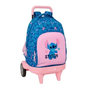 safta stitch lio mochila con carro extraible 33l portabotellas tarjeta de identificacion personal ruedas antivibracion doble tirador asa bolsillo frontal 33x45x22cm color azul oscuro