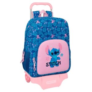safta stitch lio mochila con carro extraible portabotellas bolsillo frontal cremallera con doble tirador asa de mano 33x42x14cm color azul oscuro