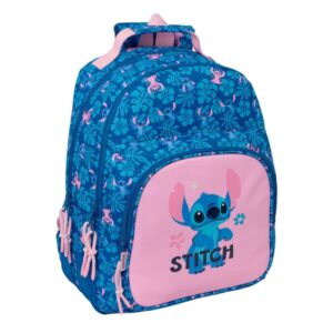 safta stitch lio mochila adaptable a carro bolsillo frontal portabotellas cremallera con doble tirador asa de mano hombreras y espalda acolchada 32x42x15cm color azul oscuro