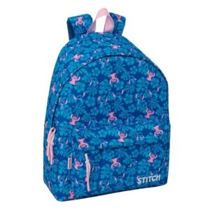safta stitch lio mochila bolsillo frontal espalda acolchada hombreras ergonomicas cremallera con doble tirador asa de mano 33x42x15cm color azul oscuro