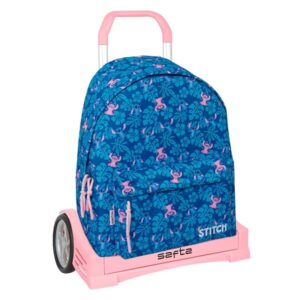 safta stitch lio mochila con carro extraible bolsillo frontal cremallera con doble tirador asa de mano 33x42x15cm color azul oscuro
