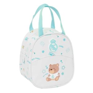 safta real madrid bolsa preescolar isotermica asa de mano cremallera 19x22x14cm color blanco