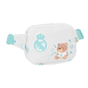 safta real madrid preescolar bolsa de cintura infantil cremallera cintas ajustables cierre de pvc 14x11x4cm color blanco