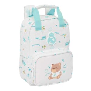 safta real madrid preescolar mochila infantil tarjeta de identificacion personal bolsillo frontal hombreras acolchadas 20x28x8cm color blanco