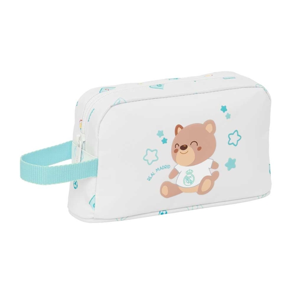 safta real madrid bolsa preescolar isotermica porta alimentos asa de mano lateral cremallera 21.5x12x6.5cm color blanco
