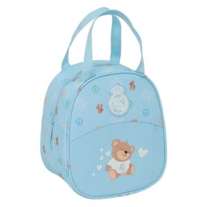 safta real madrid bolsa preescolar isotermica asa de mano cremallera 19x22x14cm color azul