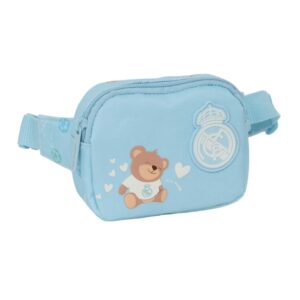 safta real madrid preescolar bolsa de cintura infantil cremallera cintas ajustables cierre de pvc 14x11x4cm color azul